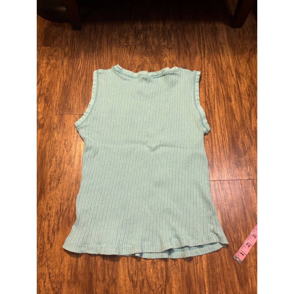 Ariat Womens Ribbed Cotton Tank Top‎ light blue Small Pocket Sleeveless Tee - Picture 6 of 7